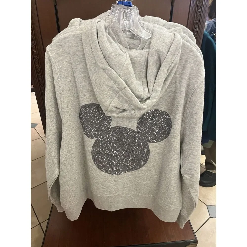 2024 Disney Parks Mickey Icon Bedazzled Gray Hoodie Jacket 2X 3X New - Picture 4 of 7